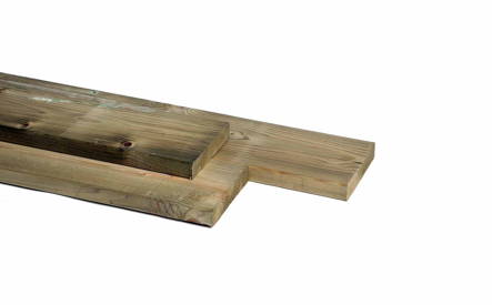 Plank 28x195mm, geschaafd,  geimpregneerd vuren