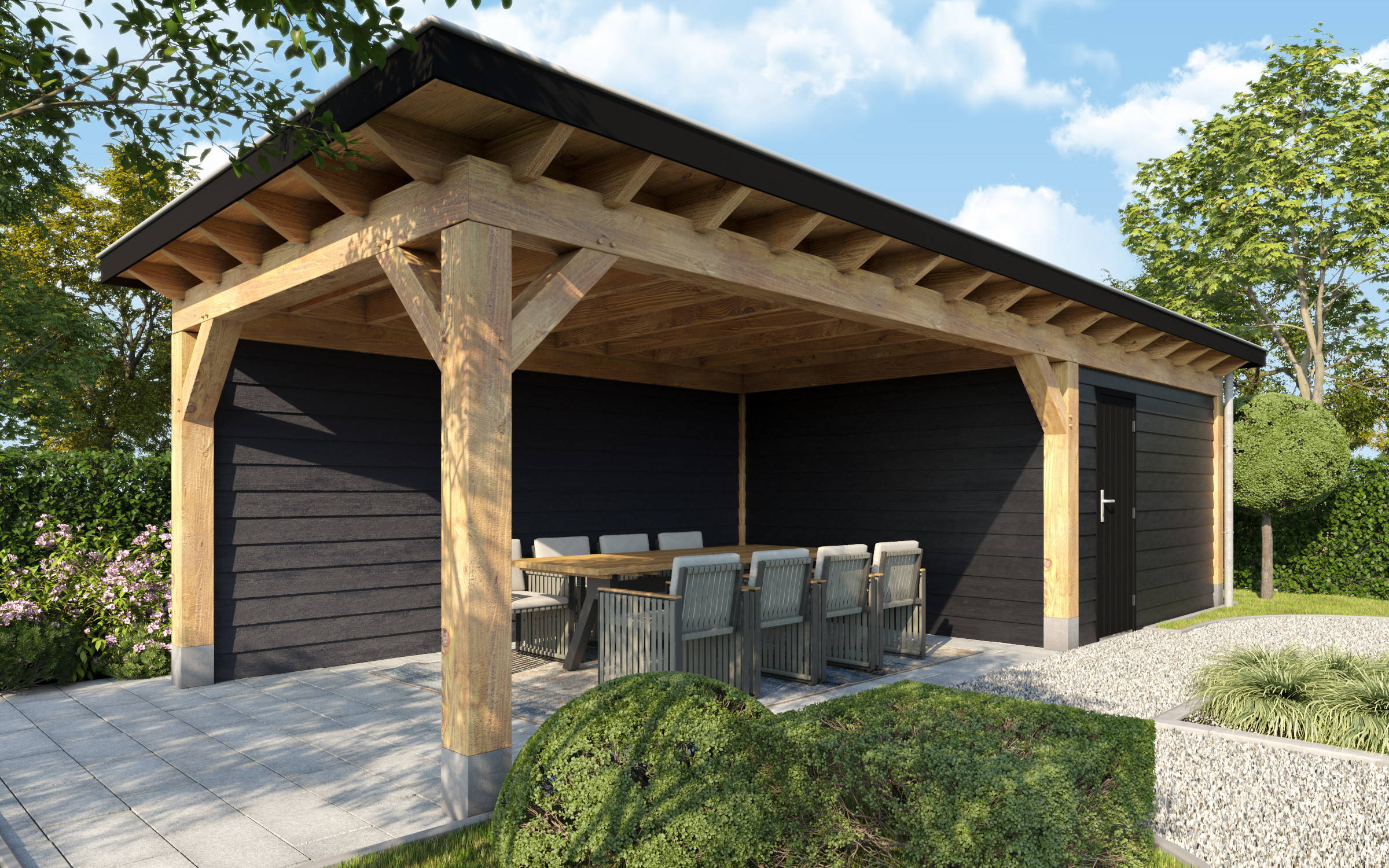 Authentiek Eiken Tuinhuis met Overkapping: Natuurlijke Stijl in Jouw ...