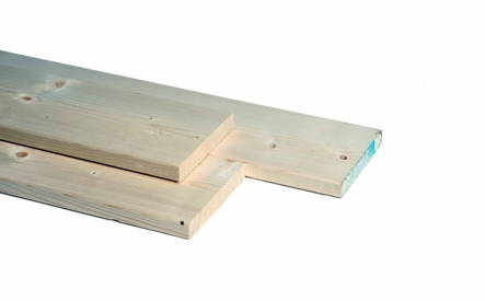 Plank 28x195mm, geschaafd,  vuren